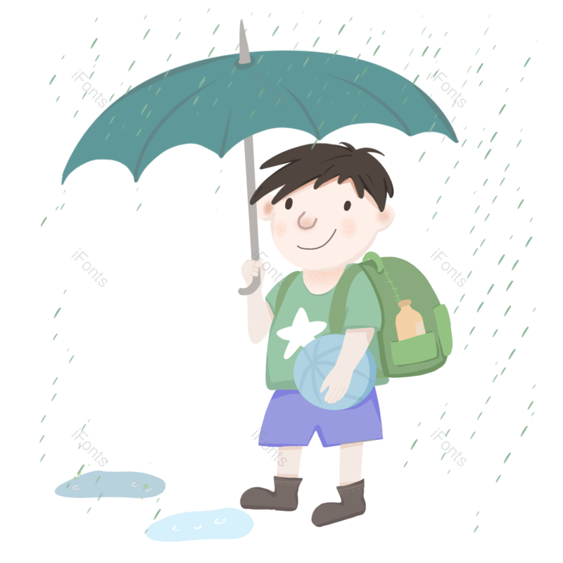 雨伞图片,雨水元素,上学PNG,卡通学生免抠素材